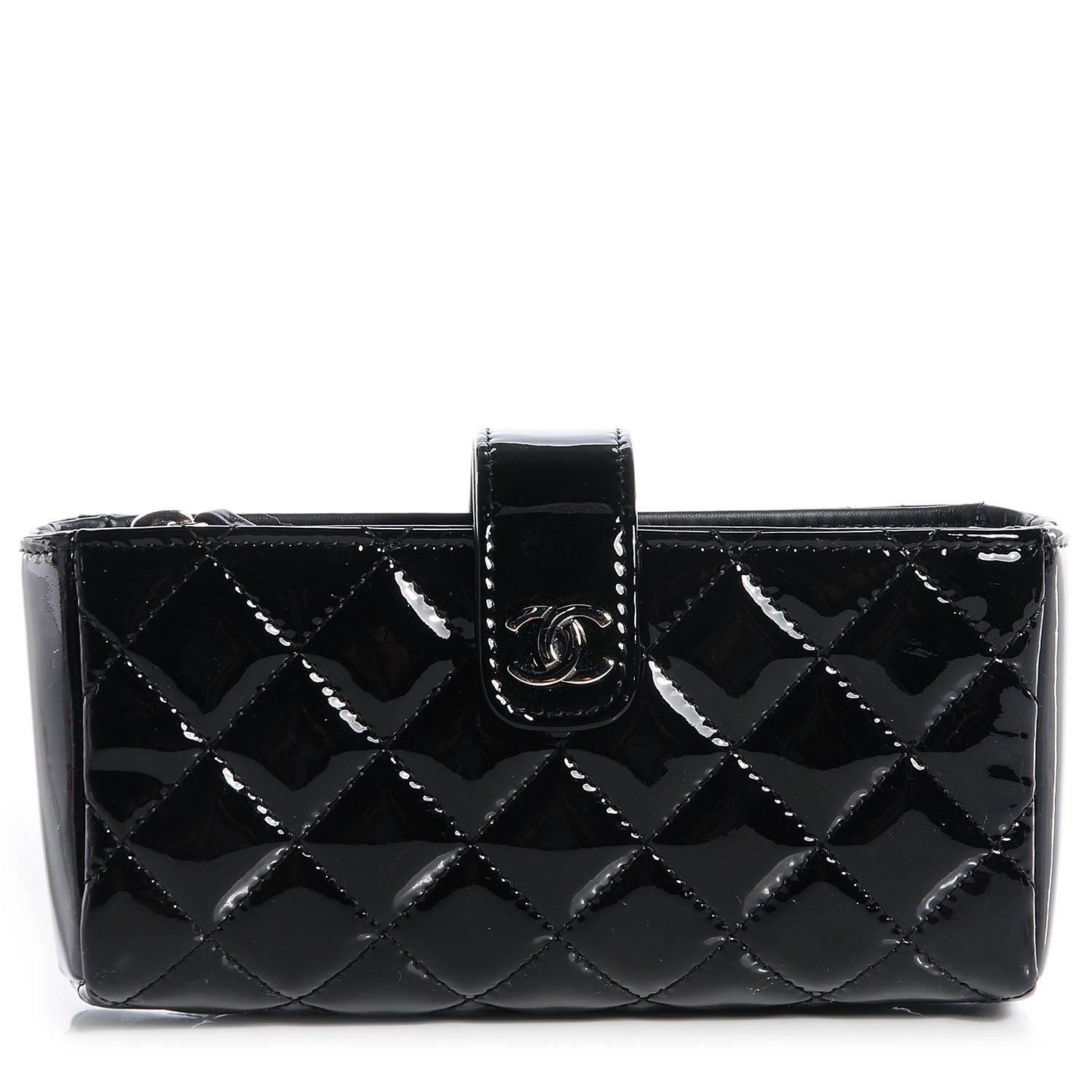 Chanel Patent Quilted Mini Phone Clutch Black 1 of 9