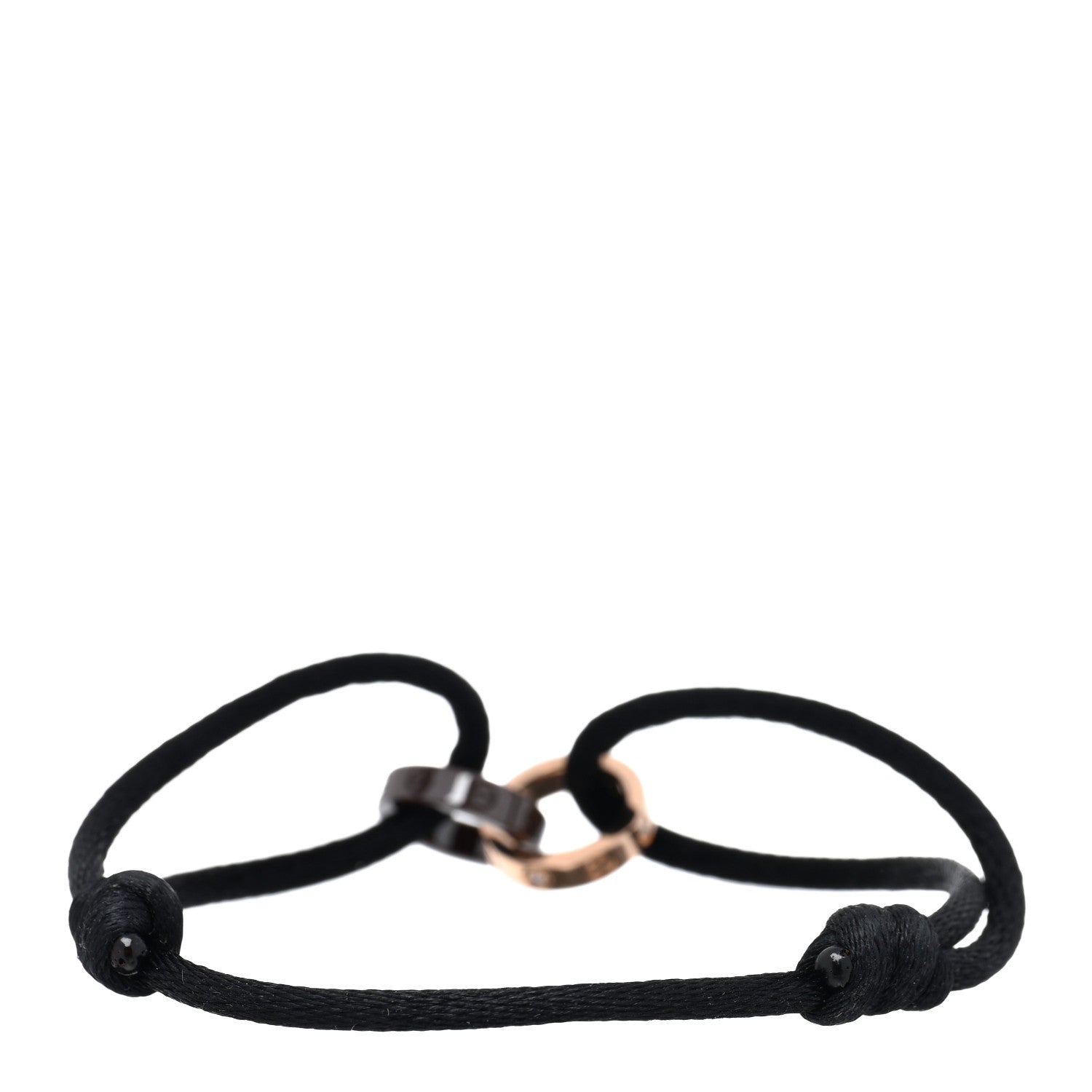 Cartier 18K Pink Gold Ceramic 4 Diamond LOVE Cord Bracelet Black 2 of 3