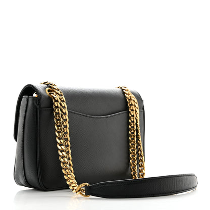 Prada Saffiano Flap Shoulder Bag Black 3 of 10
