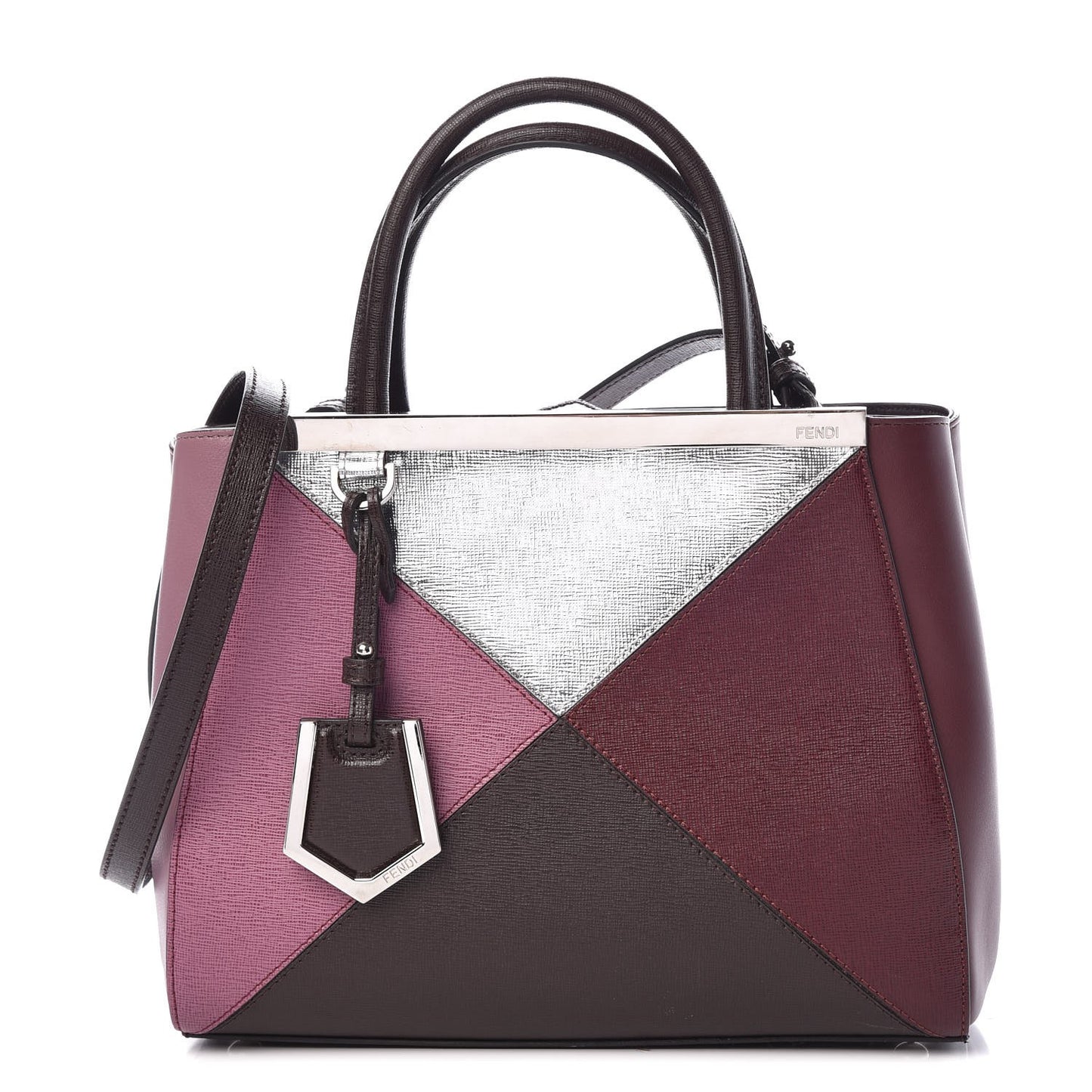 Vitello Elite Calfskin Colorblock Petite 2Jours Tote Glicine Argento Bordeaux