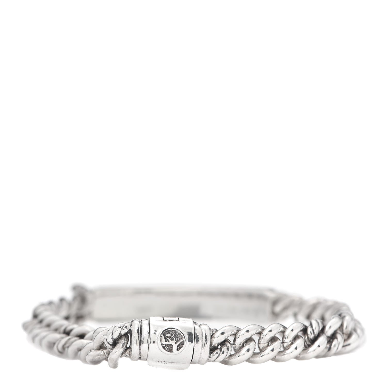 David Yurman Sterling Silver Diamond 7mm Petite Pave Curb Link ID Bracelet 3 of 6