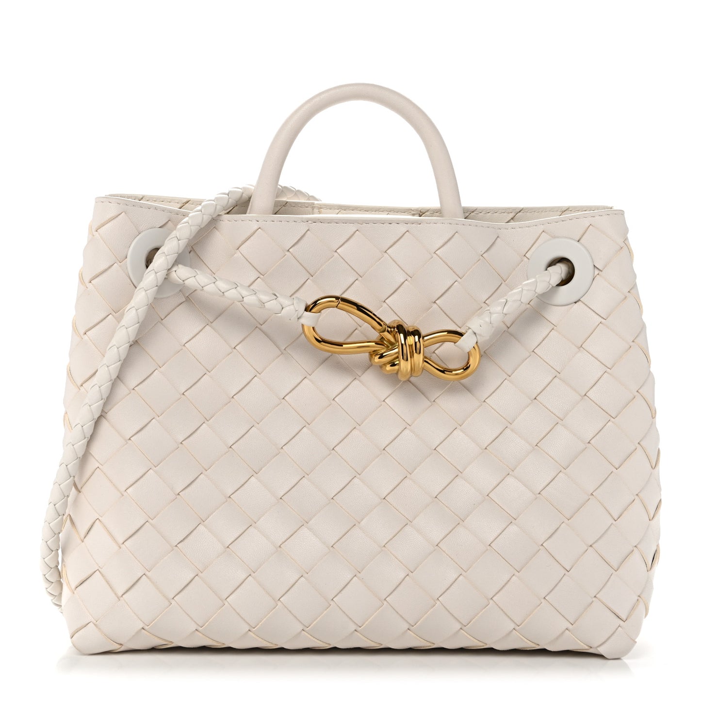 Nappa Intrecciato Small Andiamo Shoulder Bag White