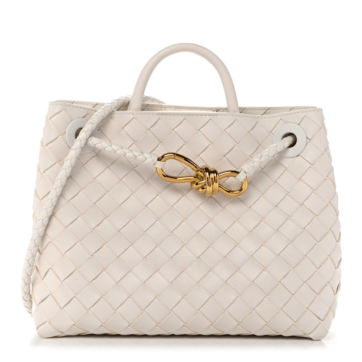 Bottega Veneta Nappa Intrecciato Small Andiamo Shoulder Bag White 1 of 9