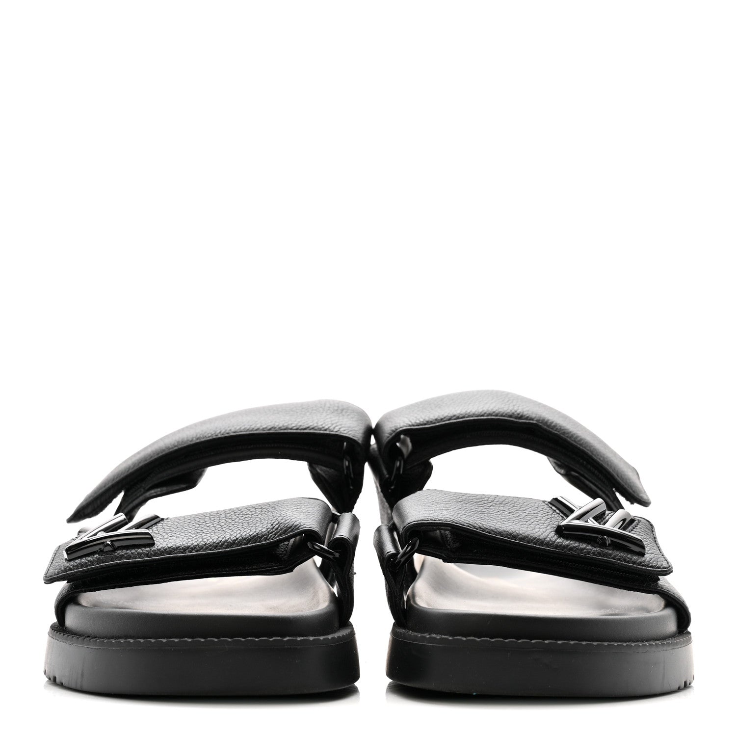 Louis Vuitton Grained Calfskin Sunset Comfort Flat Sandals 38 Black 6 of 20