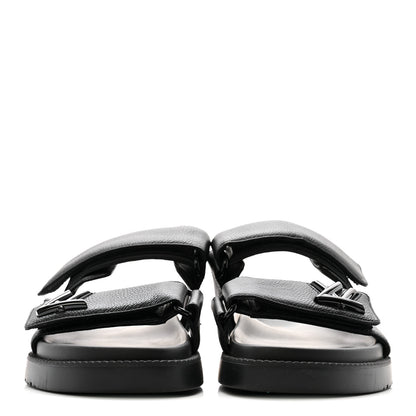 Louis Vuitton Grained Calfskin Sunset Comfort Flat Sandals 38 Black 6 of 20
