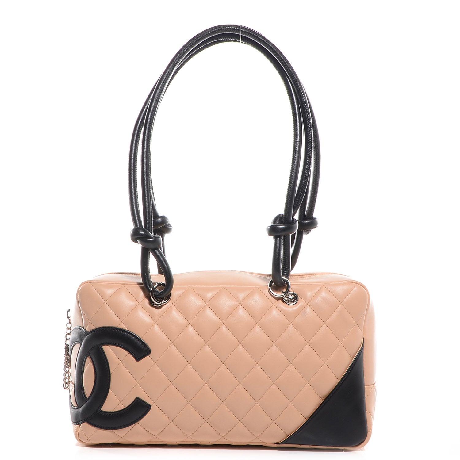 Chanel Calfskin Quilted Large Cambon Bowler Beige Black 1 of 7