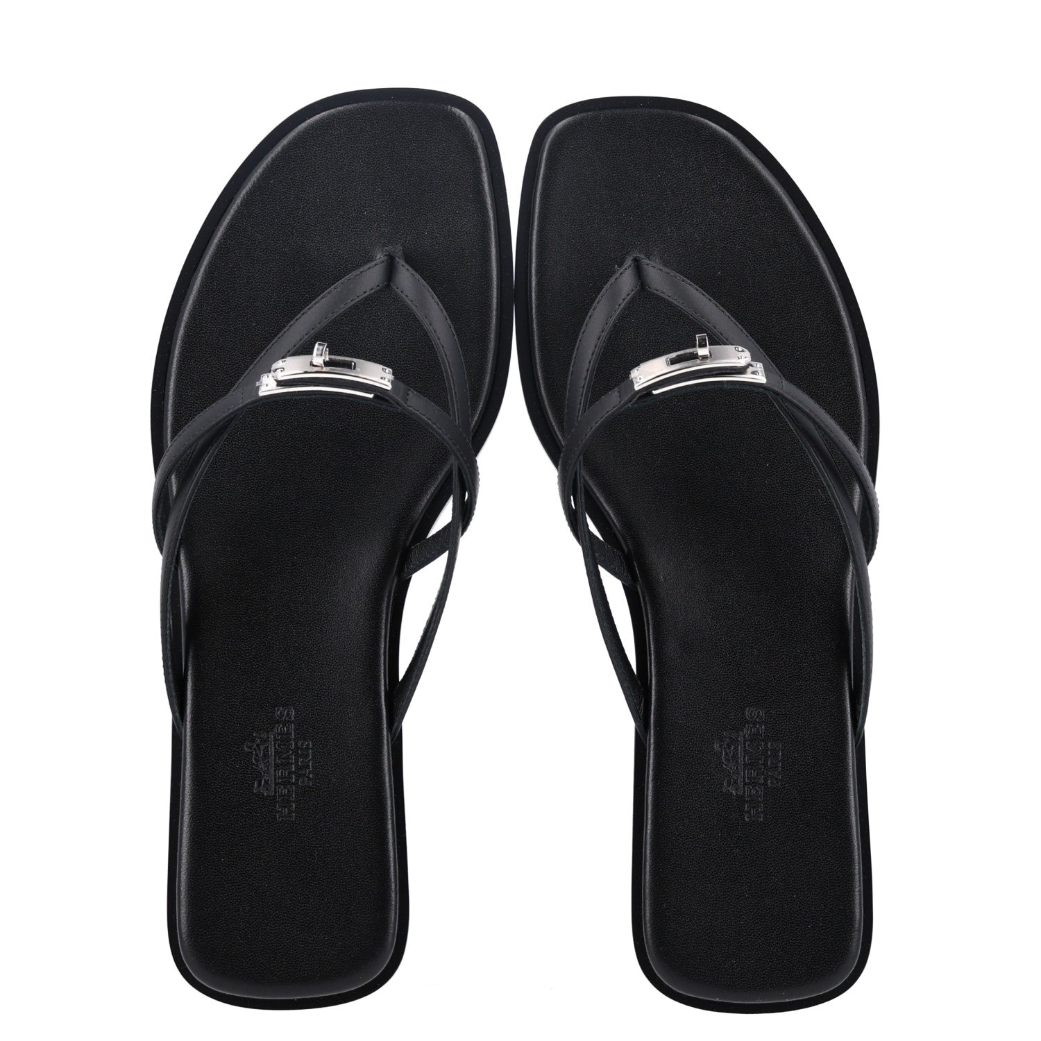 Hermes Calfskin Miss Sandals 37 Black 2 of 8