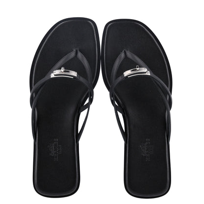 Hermes Calfskin Miss Sandals 37 Black 2 of 8