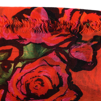 Louis Vuitton Cashmere Silk Roses Stole Orange Sunset 4 of 4