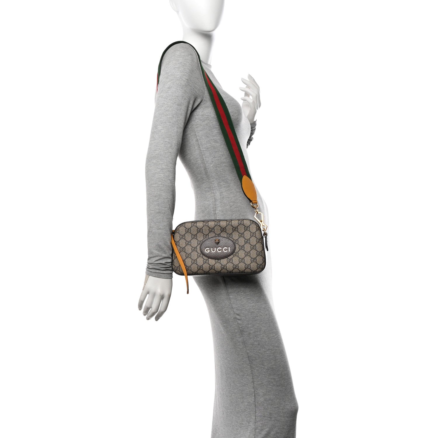 Gucci GG Supreme Monogram Web Neo Vintage Shoulder Bag Beige New Acero Crop 2 of 15