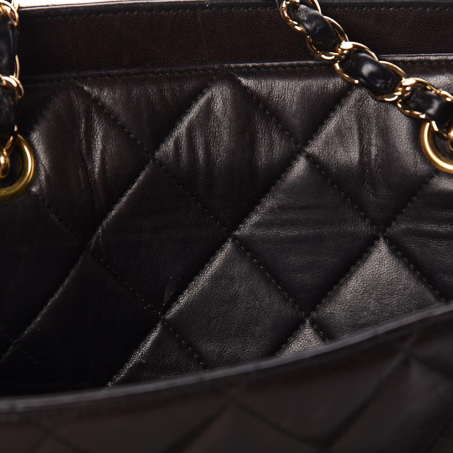 Lambskin Quilted Shopping Tote Black