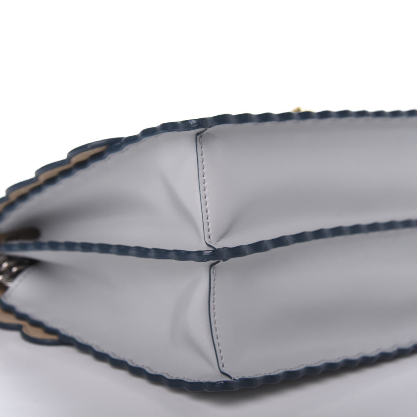 Vitello Liberty Scalloped Studded Kan I Shoulder Bag Grigio Perla