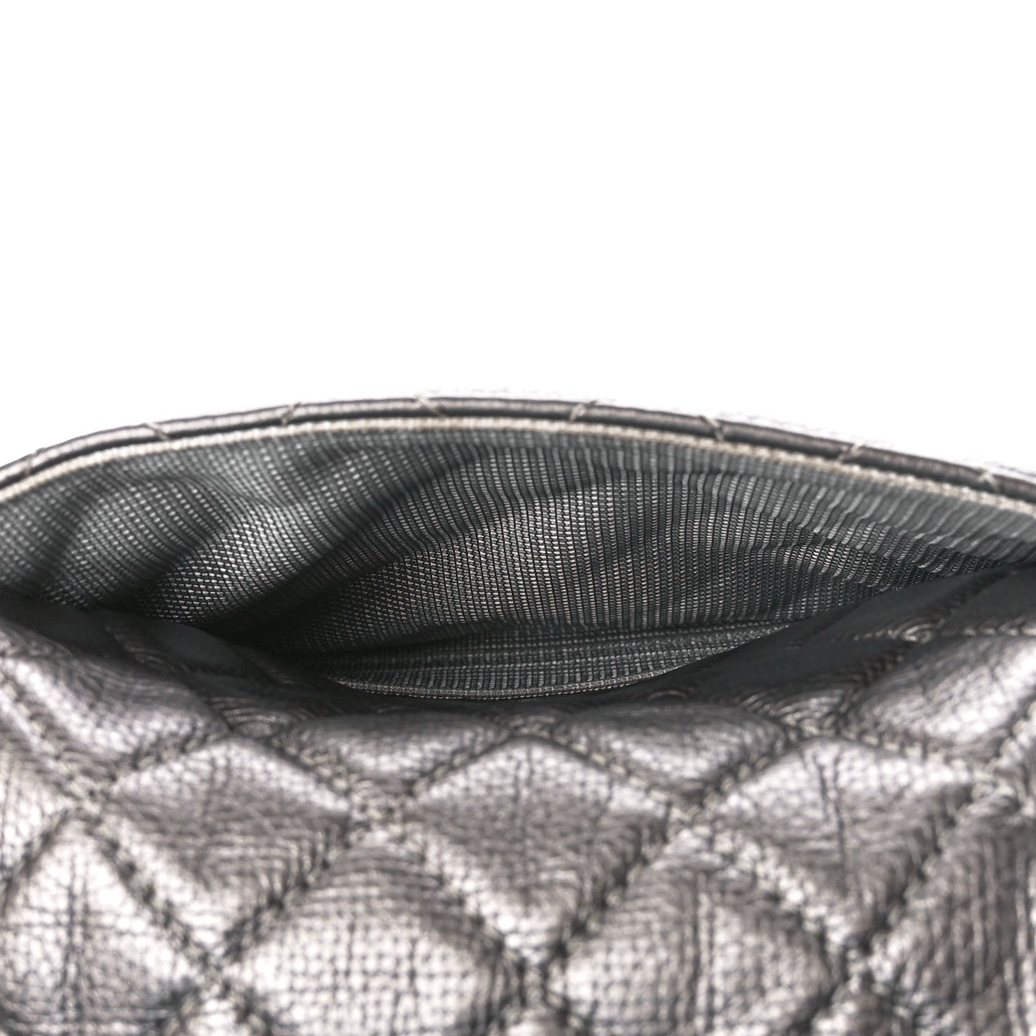 Chanel Metallic Calfskin Quilted Small XXL Travel Flap Bag Dark Silver 12 of 12