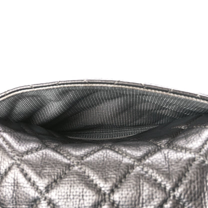 Chanel Metallic Calfskin Quilted Small XXL Travel Flap Bag Dark Silver 12 of 12