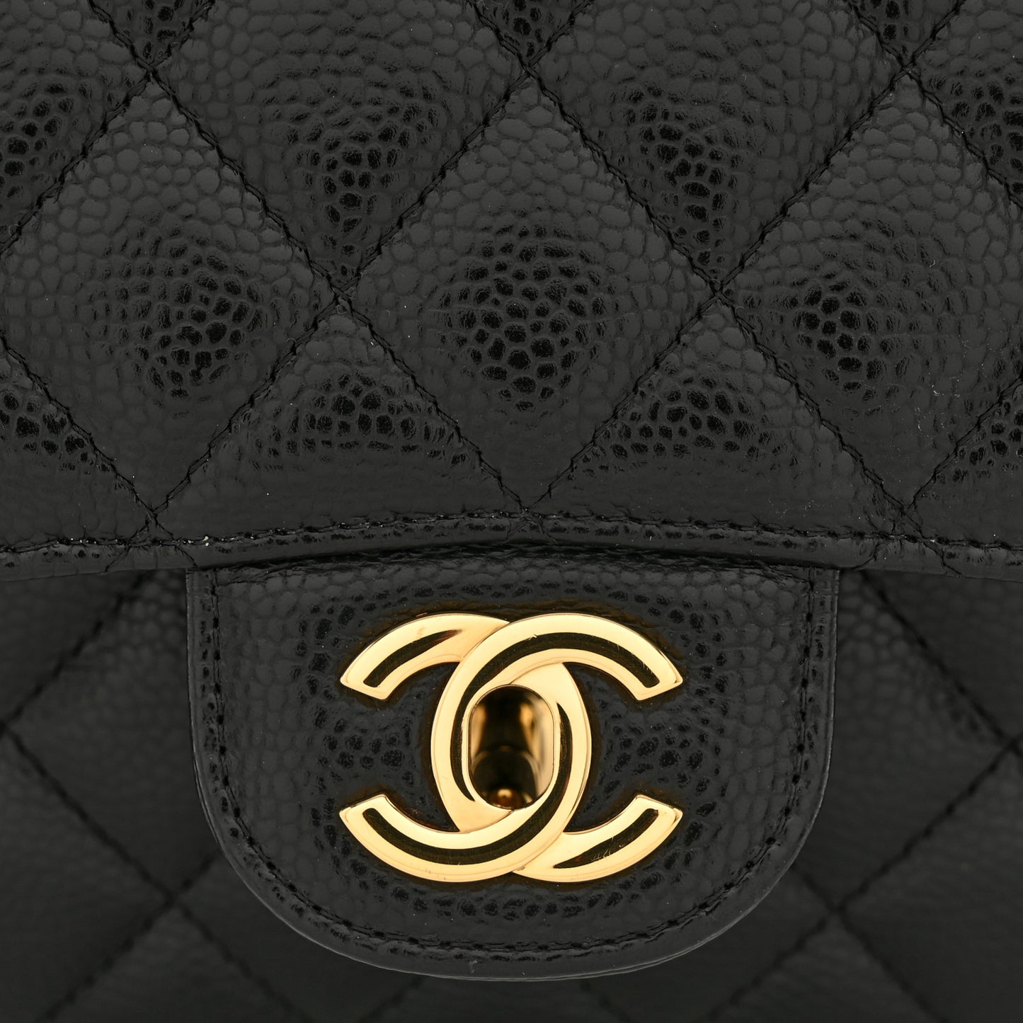 Caviar Quilted Medium Double Flap Black