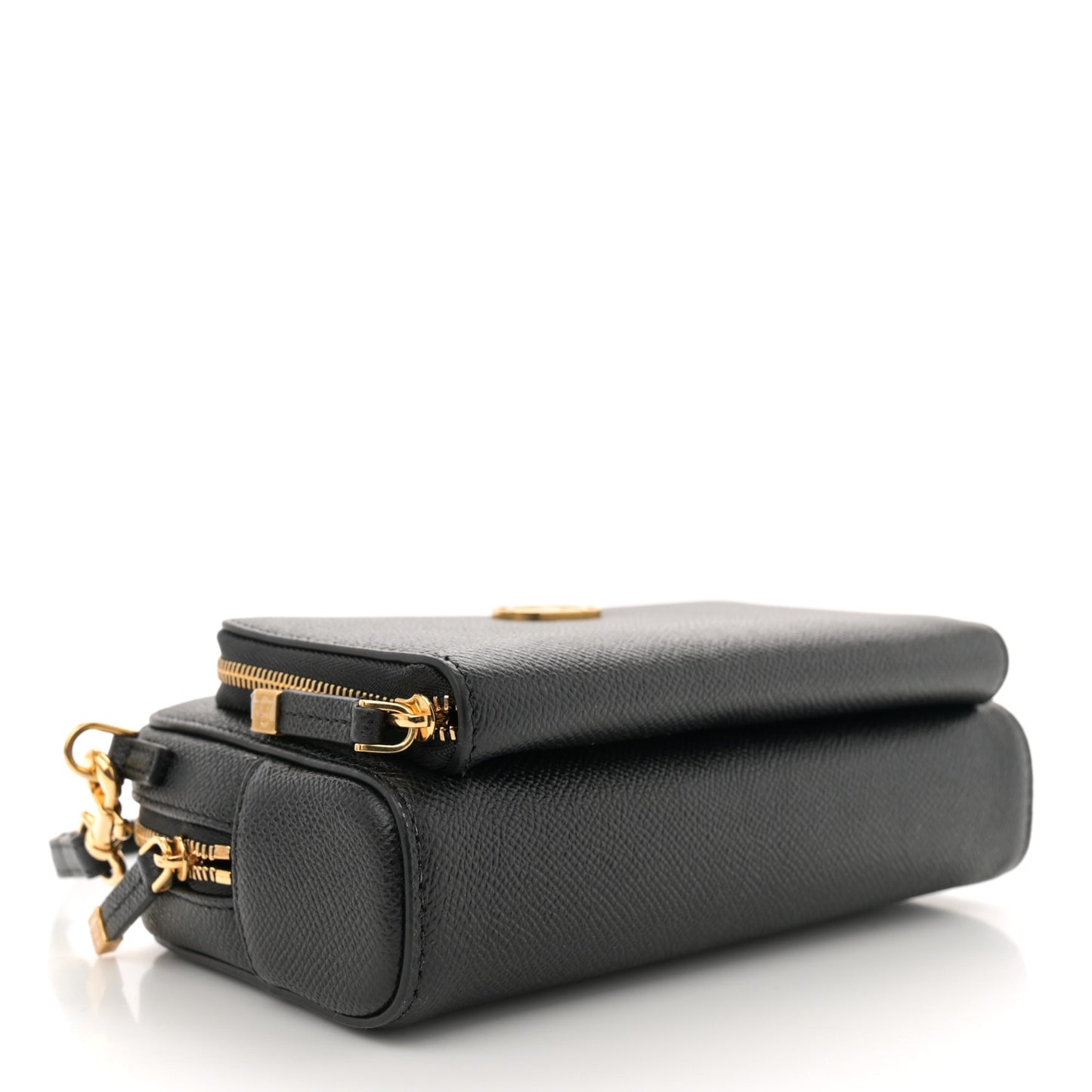 Grained Calfskin Caro Double Pouch Black