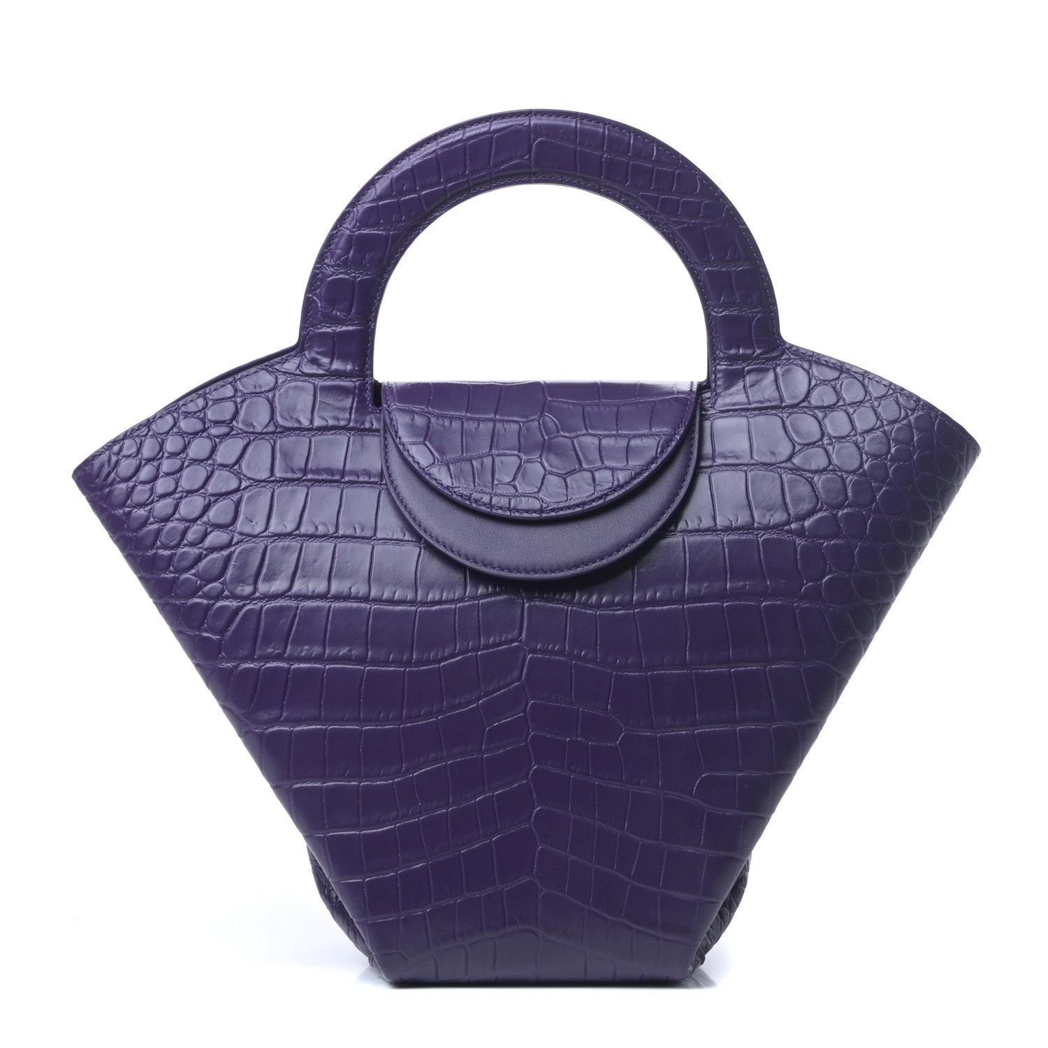 Bottega Veneta Calfskin Crocodile Embossed Doll Top Handle Bag Purple 1 of 9