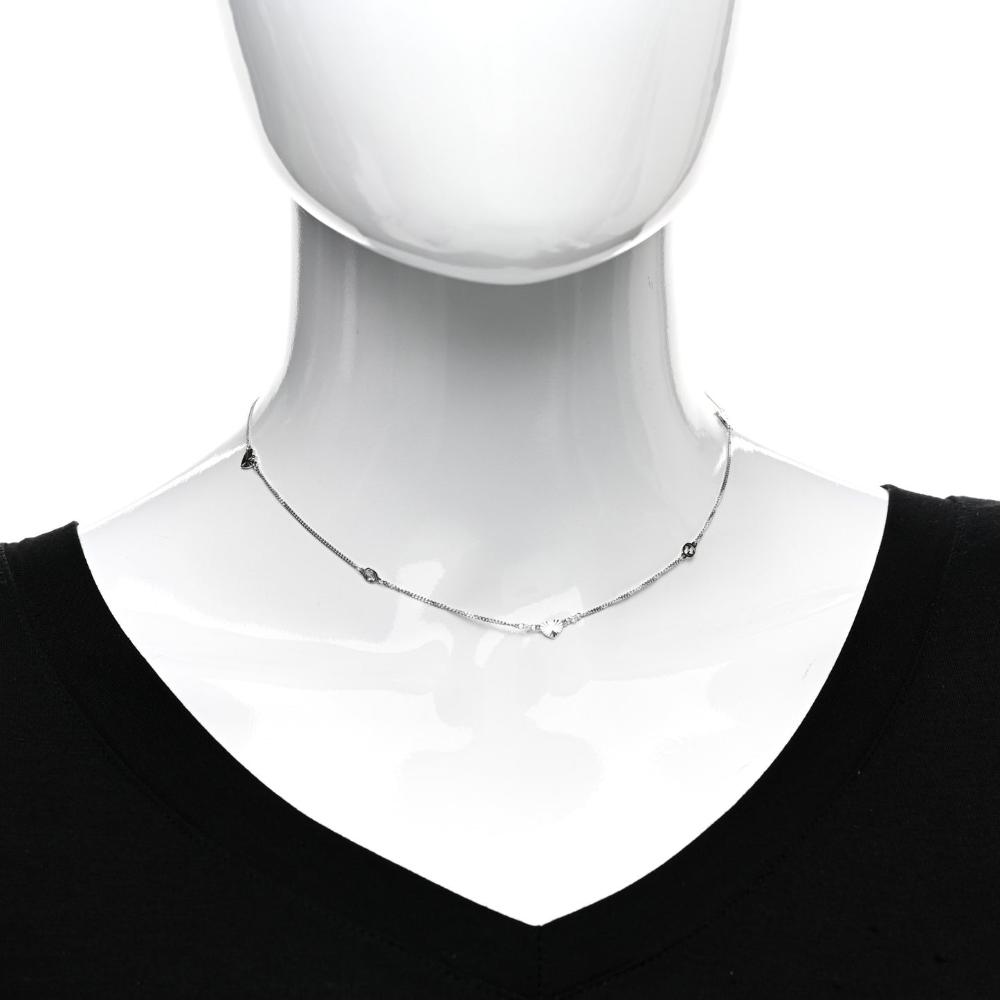 18K White Gold Diamond Interlocking G Choker Necklace