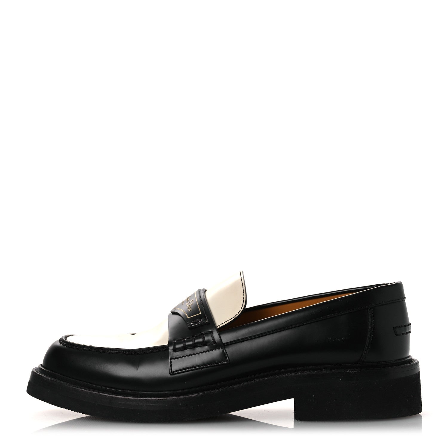 Christian Dior Brushed Calfskin Boy Loafers 37.5 Black White 1 of 13