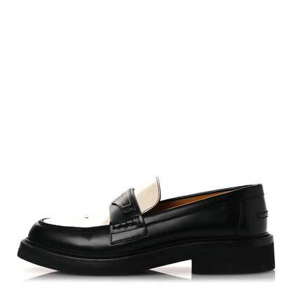Christian Dior Brushed Calfskin Boy Loafers 37.5 Black White 1 of 13