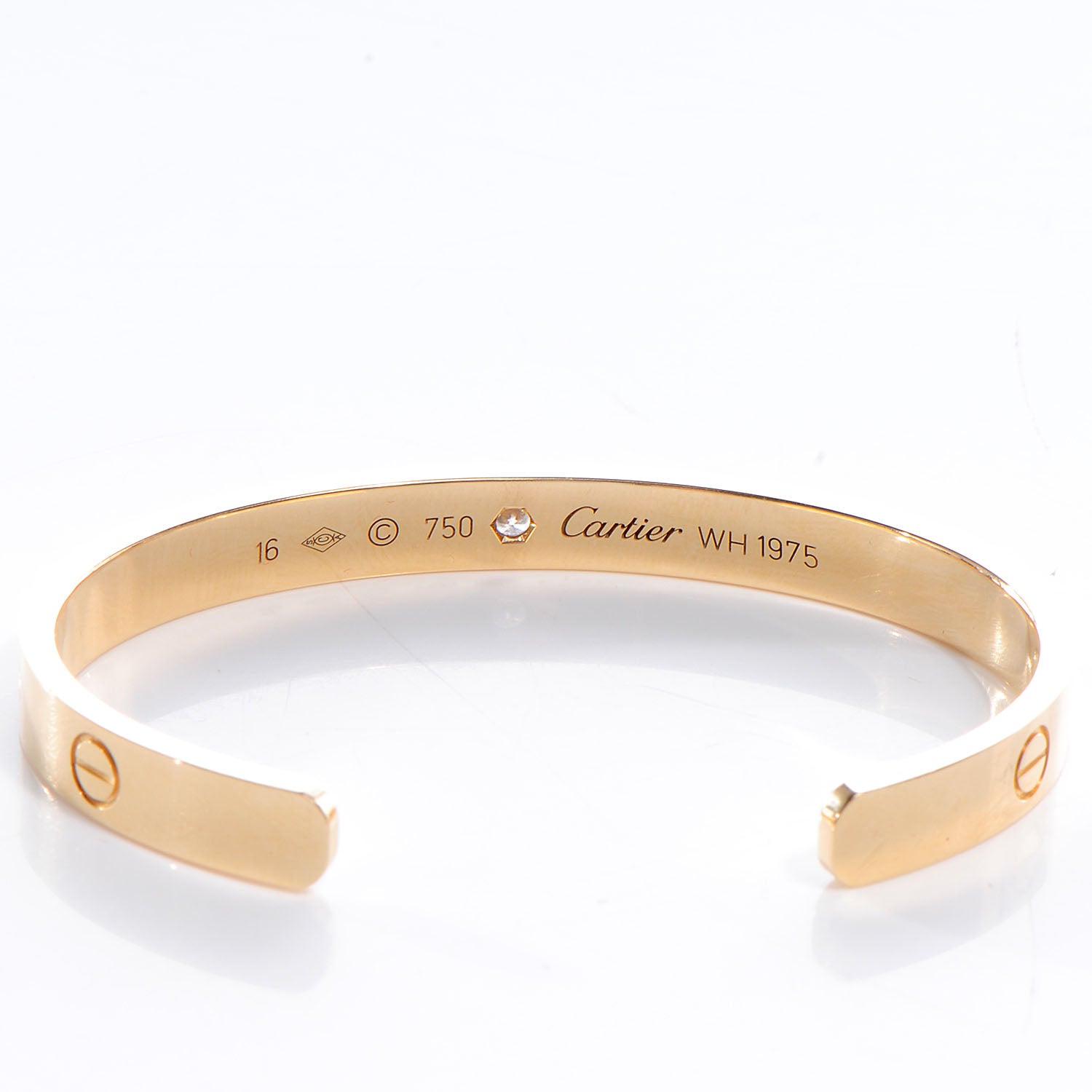Cartier 18K Yellow Gold 1 Diamond LOVE Cuff Bracelet 16 4 of 5