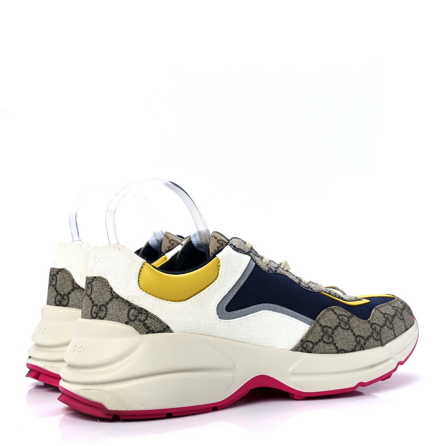 Gucci GG Supreme Monogram Mix Monogram Mens Rhyton Sneakers 11 London Blue Beige Sun Yellow 4 of 8