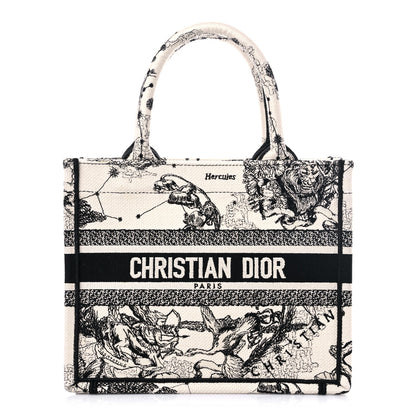 Christian Dior Canvas Embroidered Small Zodiac Toile De Jouy Book Tote Latte 1 of 7