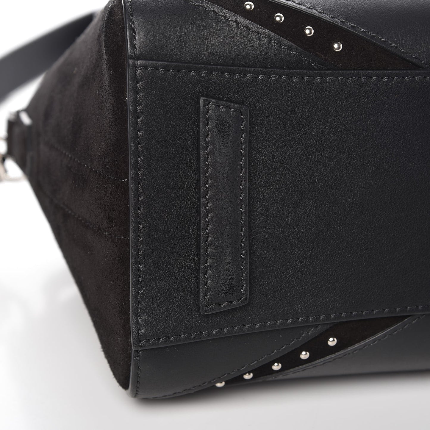 Calfskin Suede Mini Studded Chevron Antigona Black