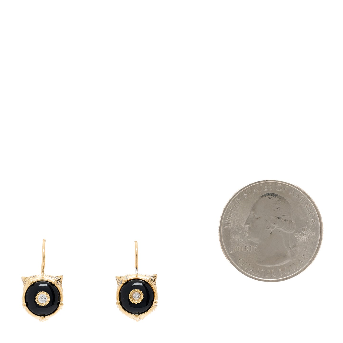 18K Yellow Gold Diamond Black Onyx Le Marche Des Merveilles Feline Earrings