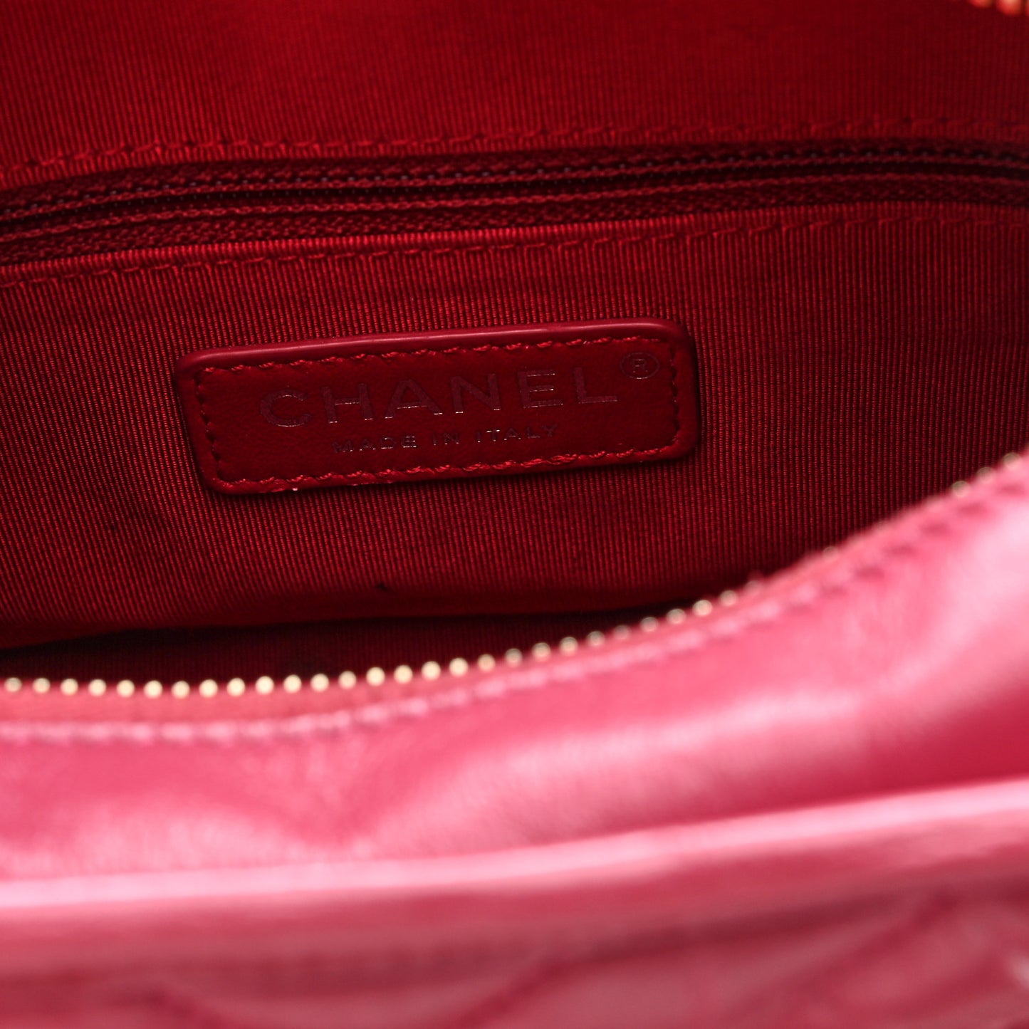 Aged Calfskin Chevron Quilted Small Gabrielle Hobo Dark Pink