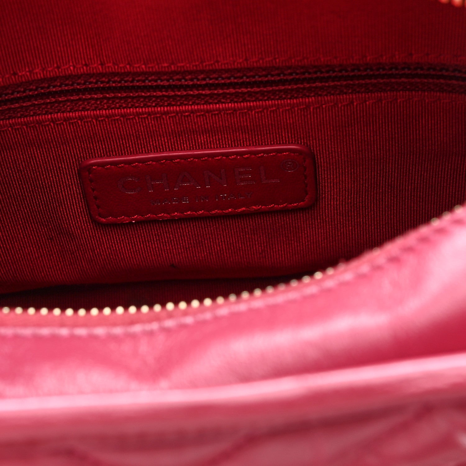 Chanel Aged Calfskin Chevron Quilted Small Gabrielle Hobo Dark Pink 6 of 10