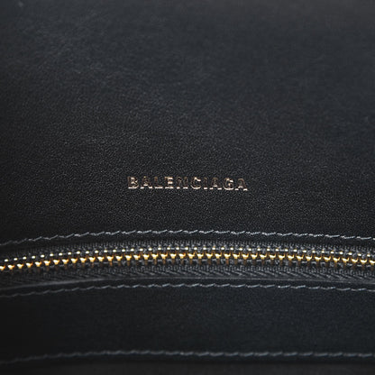 Balenciaga Calfskin Allover Logo S Ville Top Handle Bag Black White 7 of 9