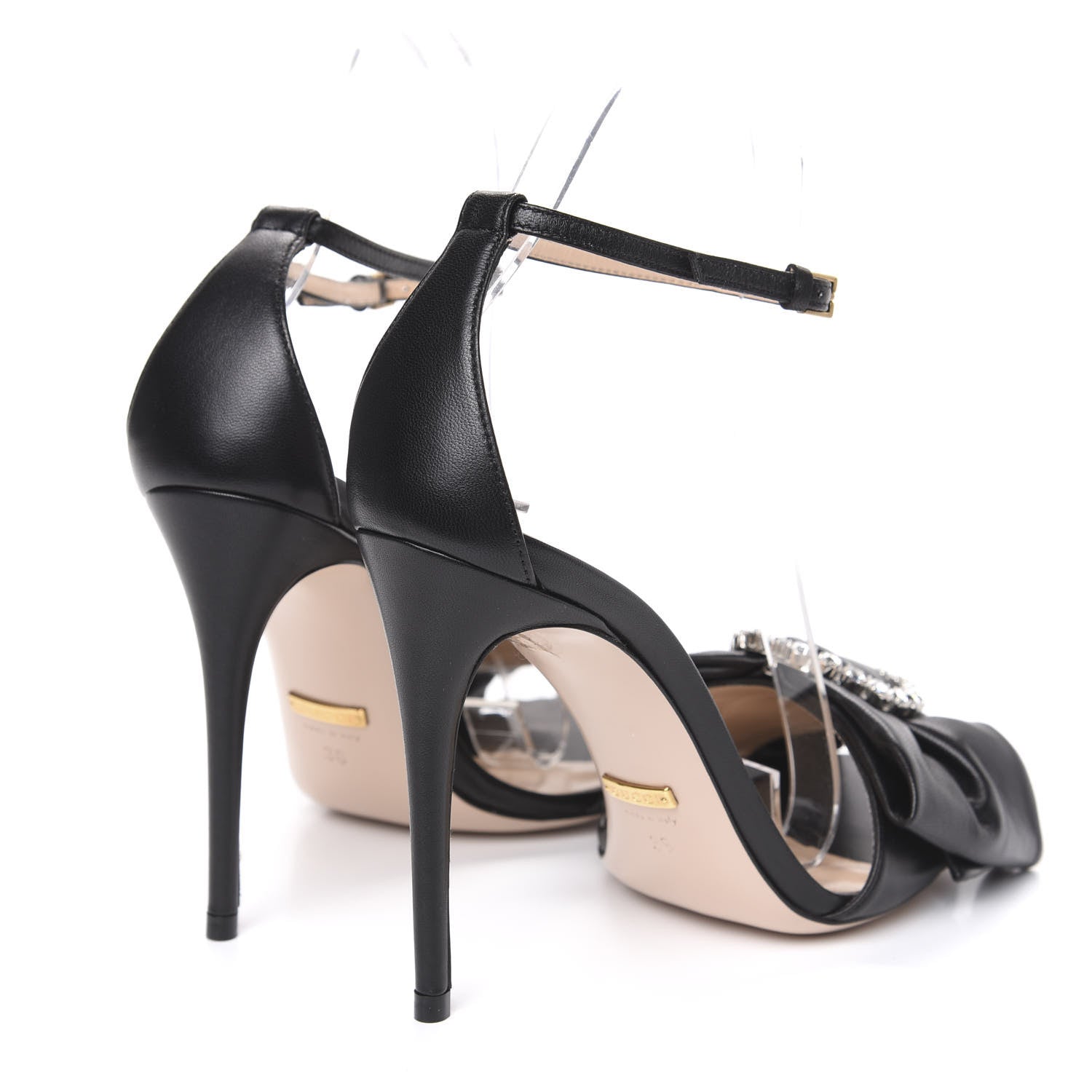 Gucci Nappa Ilse Pleated Bow Sandals 36 Black 4 of 9