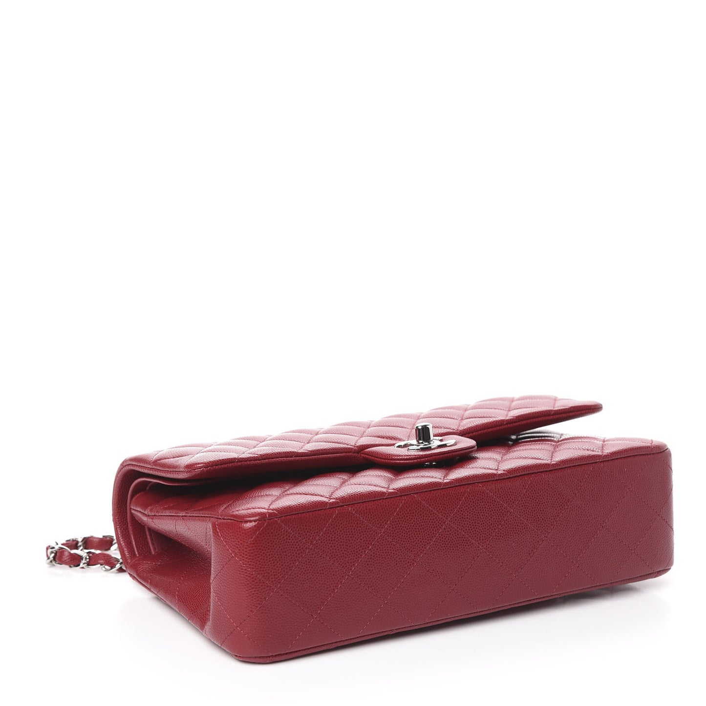 Caviar Quilted Medium Double Flap Dark Red