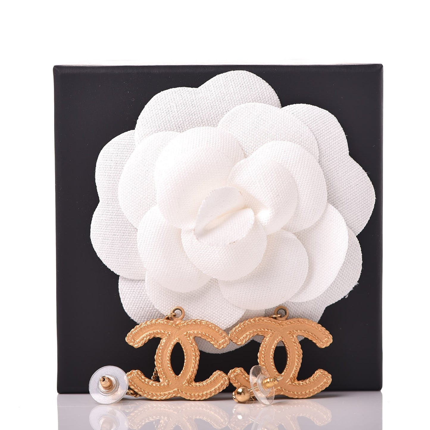 CC Drop Earrings Matte Gold