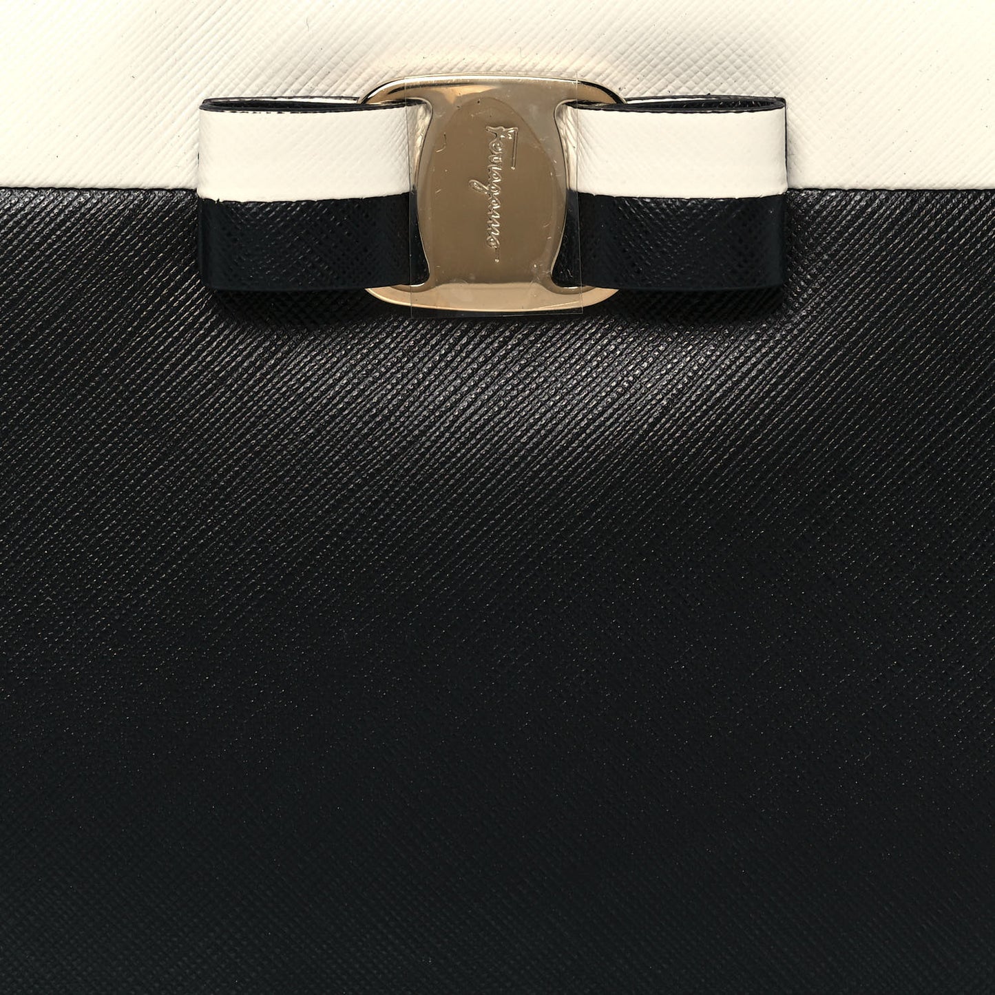 Printed Calfskin Vara Bow Clutch Black White