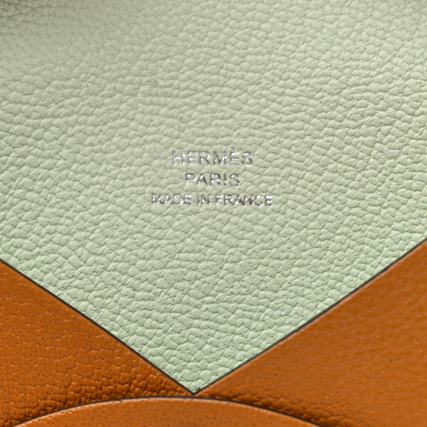 Hermes Chevre Mysore Verso Calvi Card Case Caramel Vert Fizz 7 of 9