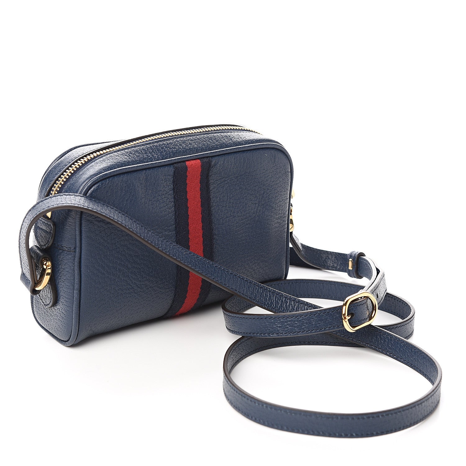 Gucci Textured Calfskin Web Mini Ophidia Shoulder Bag Blue Agata 2 of 10