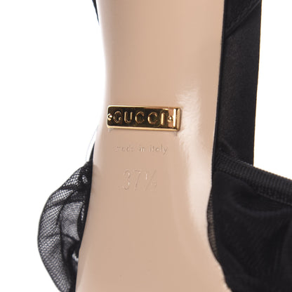 Gucci Tulle Ruffle Mid Heel Slingback Sandals 37.5 Black 8 of 10