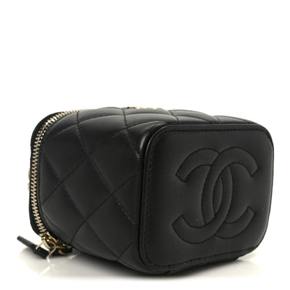 Chanel Lambskin Quilted Top Handle Mini Vanity Case With Chain Black 4 of 12