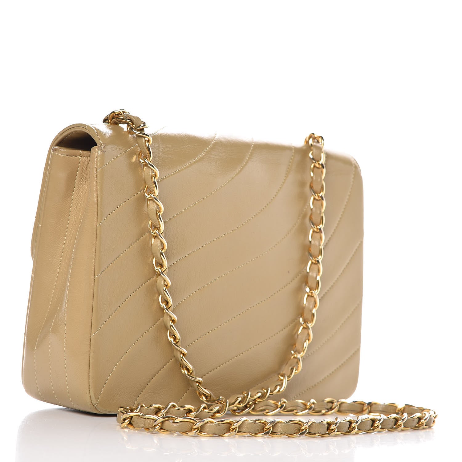 Chanel Lambskin Quilted Small Single Flap Beige 3 of 10
