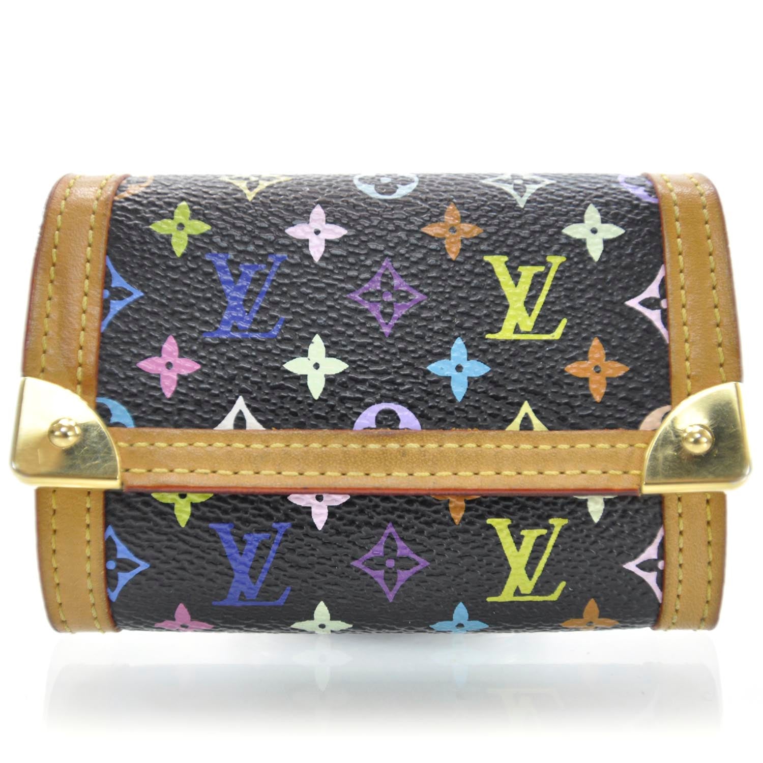 Louis Vuitton Monogram Multicolor Porte-Monnaie Plat Coin Purse Black 1 of 8