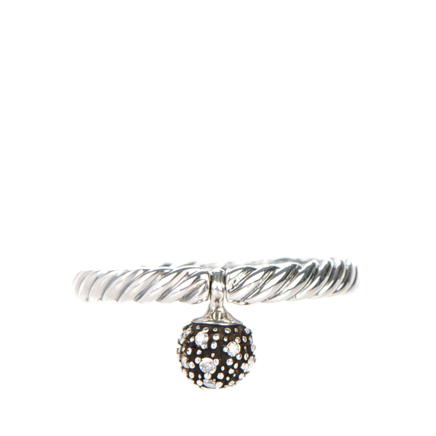 Sterling Silver Pave Diamond 6mm Element Ball Ring 50 5.5