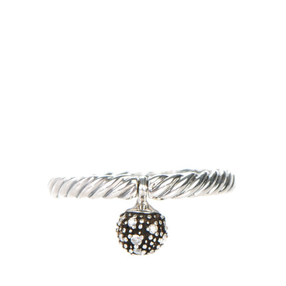 David Yurman Sterling Silver Pave Diamond 6mm Element Ball Ring 50 5.5 1 of 5