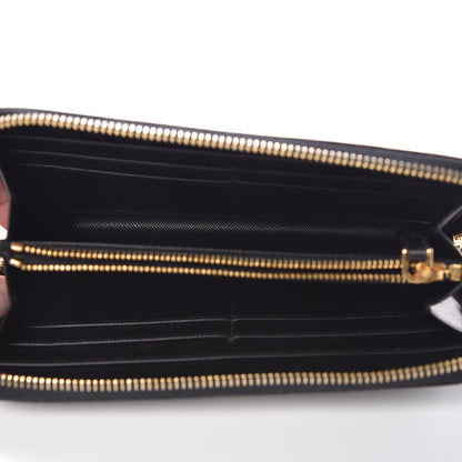 Prada Saffiano Triangle Zip Around Wallet Black 5 of 7