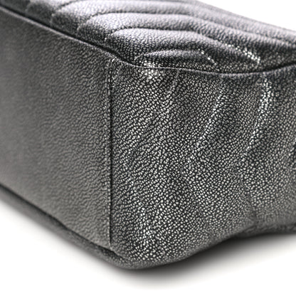 Saint Laurent Metallic Grain De Poudre Y Quilted Monogram Small Loulou Bowling Bag Gun Metal 9 of 16