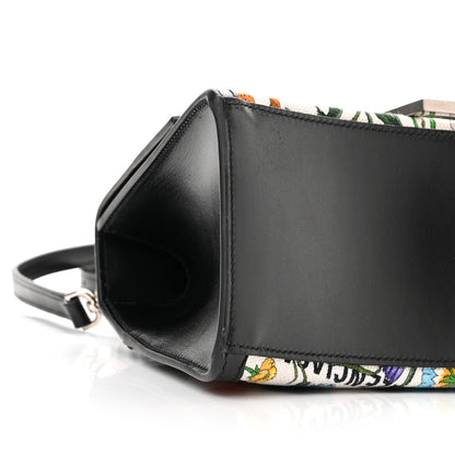 Balenciaga X GUCCI Canvas Boarded Plutone Calfskin Flora Logo Print Small Hourglass Top Handle Bag White Multicolor Black 9 of 10