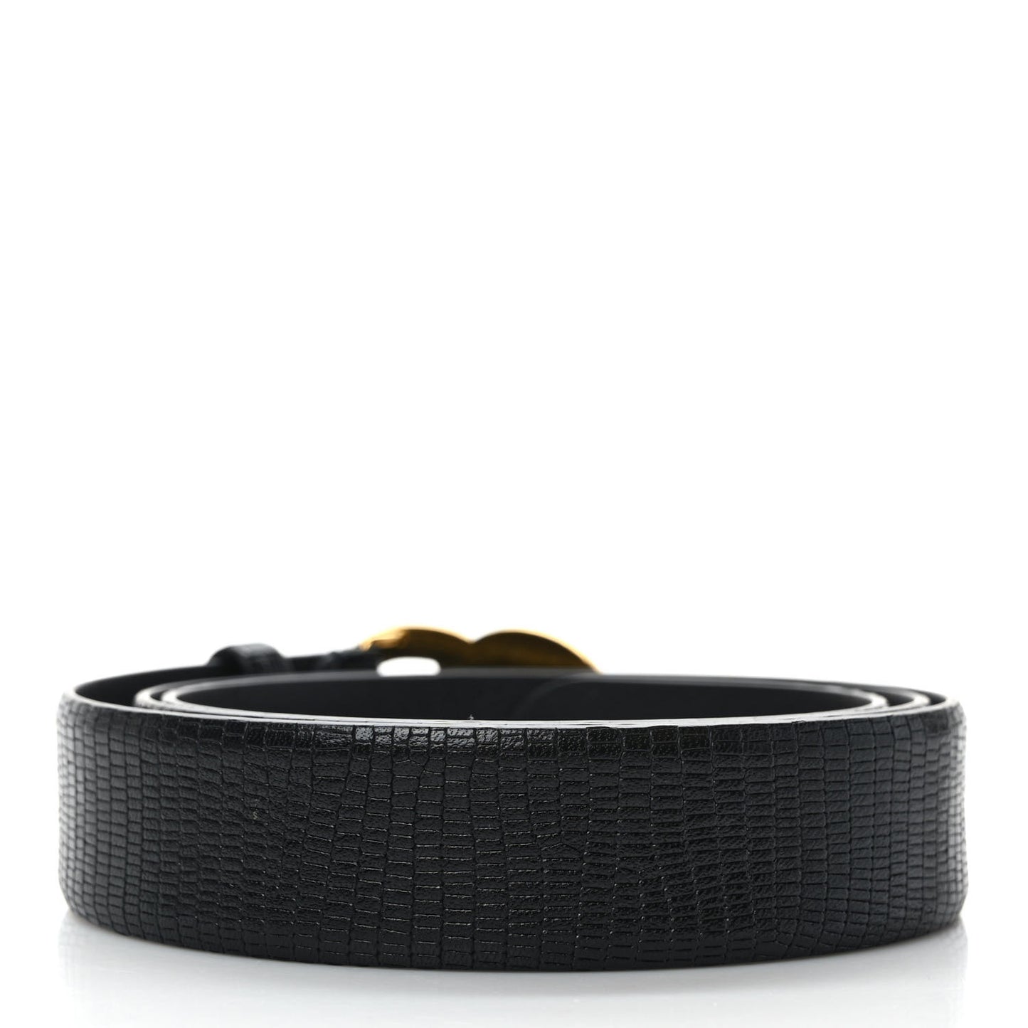 Lizard Embossed Calfskin Gripoix Poured Glass Along The Nile CC Belt 95 38 Black