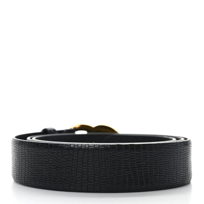 Chanel Lizard Embossed Calfskin Gripoix Poured Glass Along The Nile CC Belt 95 38 Black 2 of 5