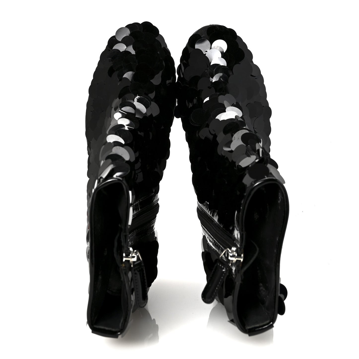 Sequin Mesh Boots 38.5 Black